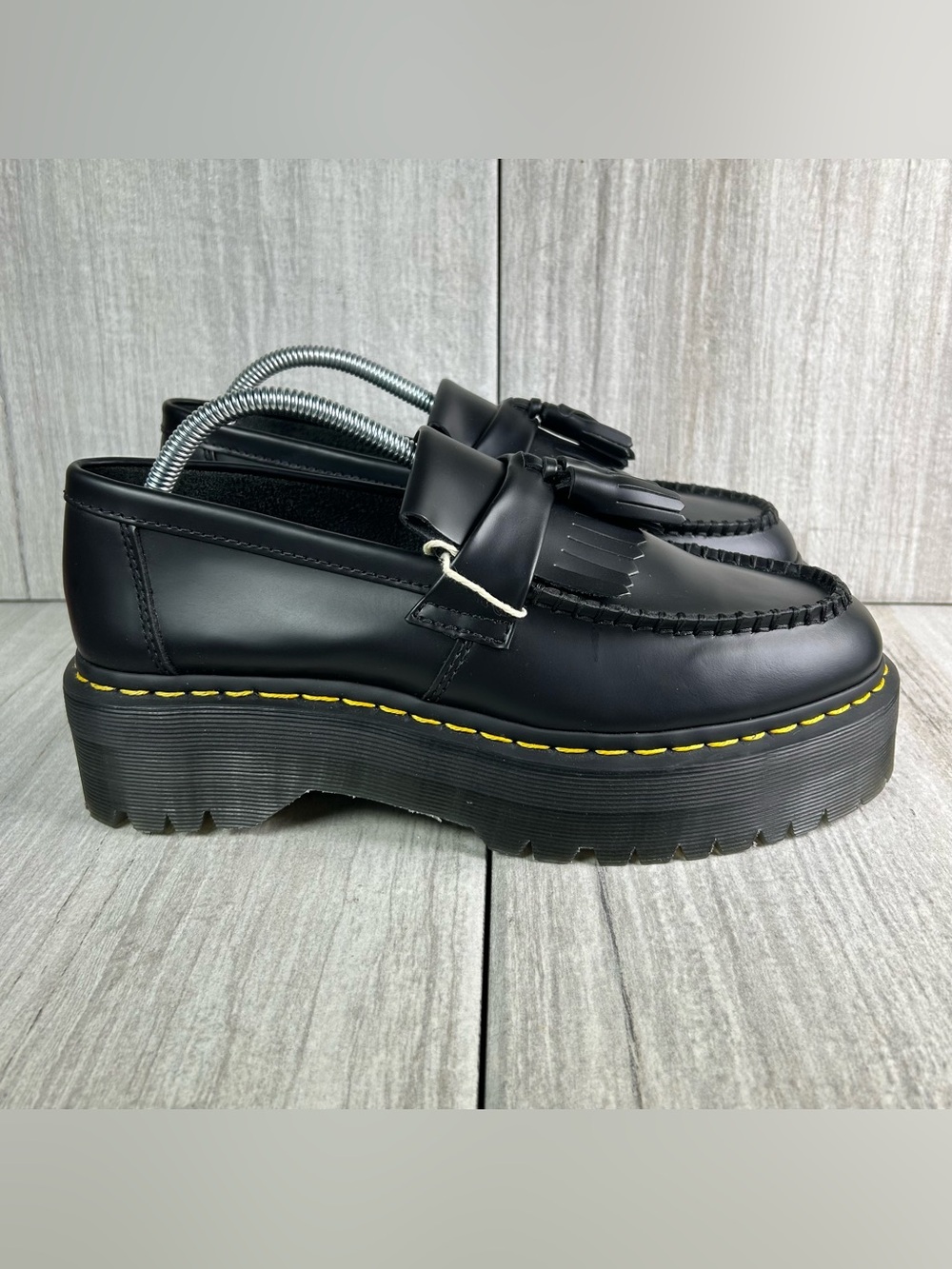 NEW Dr. Martens Docs Adrian Quad Black Leather Tassel Platform Loafer Men Size 9